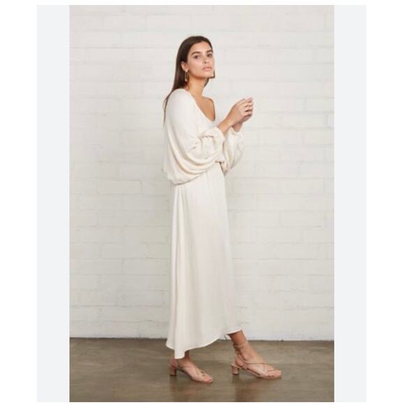 Rachel Pally Jacquard Yaritza Cream Ecru Minimalist Coastal Midi Dress Small - Picture 5 of 14